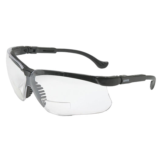 Uvex S3761 Semi-Rimless Safety Glasses with Black Frame, Clear Lens and Anti-Scratch Coating - +1.50 Diopter
