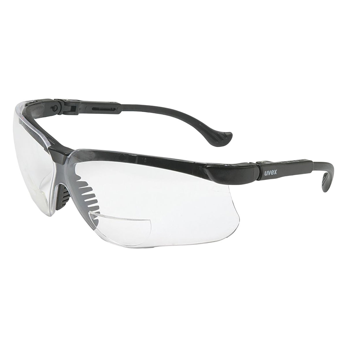 Uvex S3762 Semi-Rimless Safety Glasses with Black Frame, Clear Lens and Anti-Scratch Coating - +2.00 Diopter