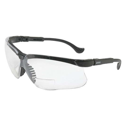 Uvex S3762 Semi-Rimless Safety Glasses with Black Frame, Clear Lens and Anti-Scratch Coating - +2.00 Diopter