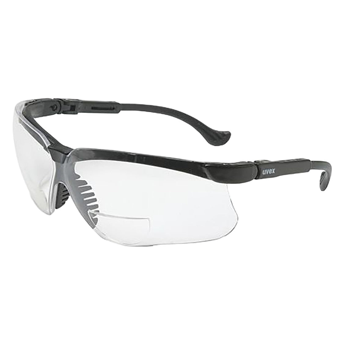 Uvex S3763 Semi-Rimless Safety Glasses with Black Frame, Clear Lens and Anti-Scratch Coating - +2.50 Diopter