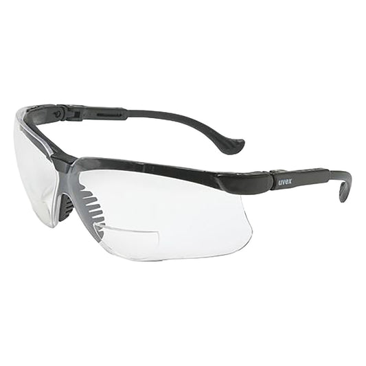 Uvex S3763 Semi-Rimless Safety Glasses with Black Frame, Clear Lens and Anti-Scratch Coating - +2.50 Diopter