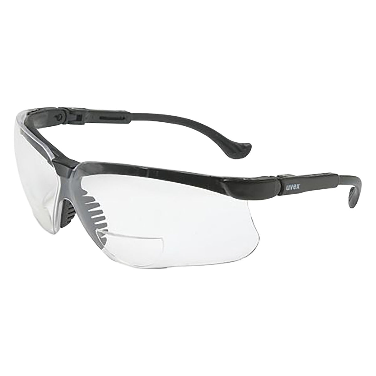 Uvex S3764 Semi-Rimless Safety Glasses with Black Frame, Clear Lens and Anti-Scratch Coating - +3.00 Diopter