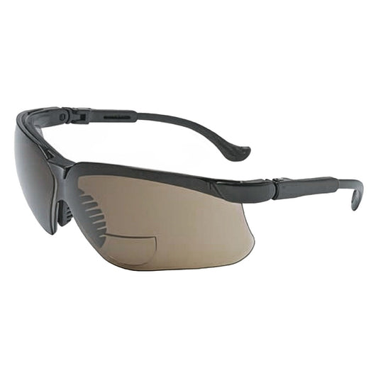 Uvex S3772 Semi-Rimless Safety Glasses with Black Frame, Gray Lens and Ultra-Dura® Anti-Scratch Coating - +2.00 Diopter