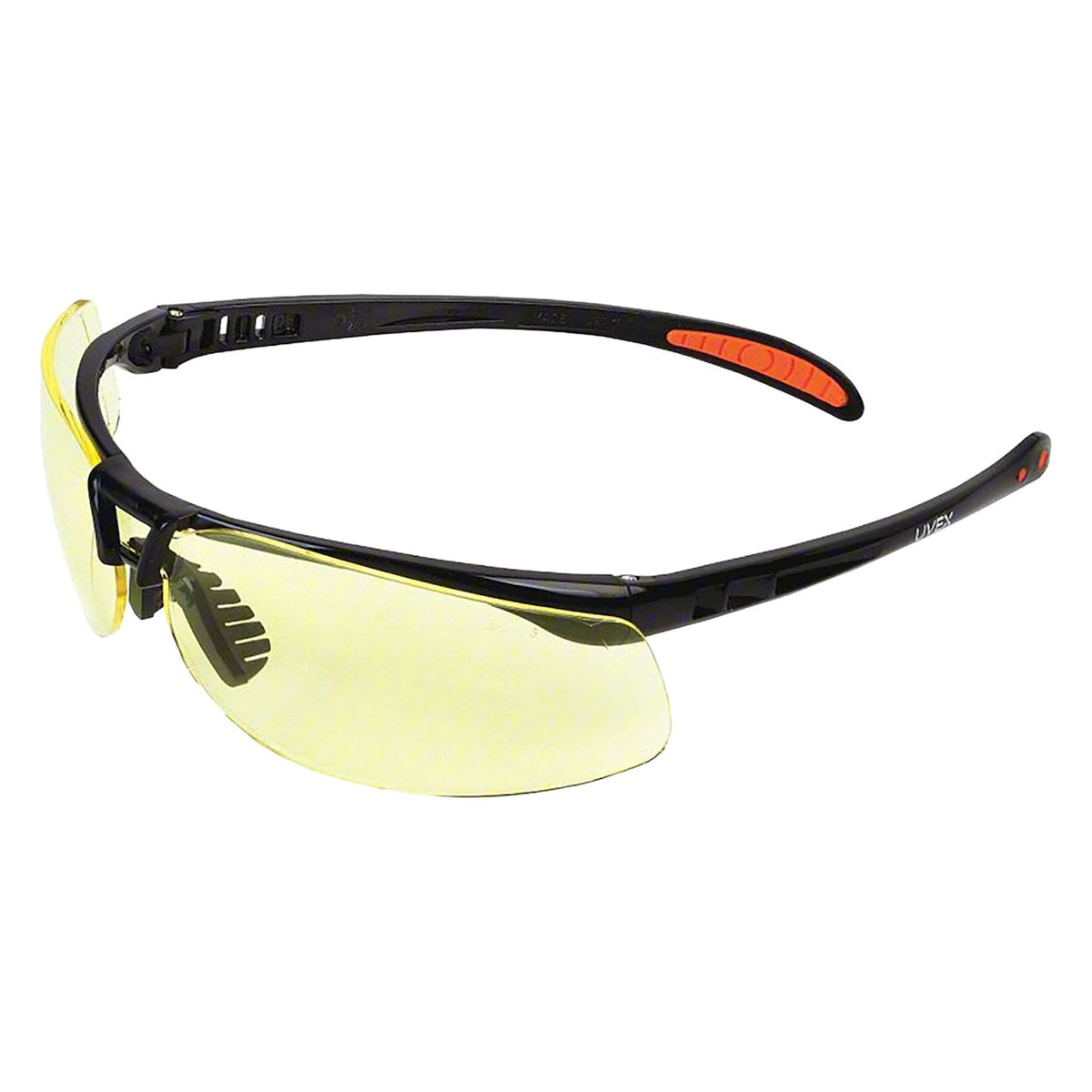 Uvex S4222HS Semi-Rimless Safety Glasses with Black Frame, Amber Lens with Hydroshield® Anti-Fog Coating