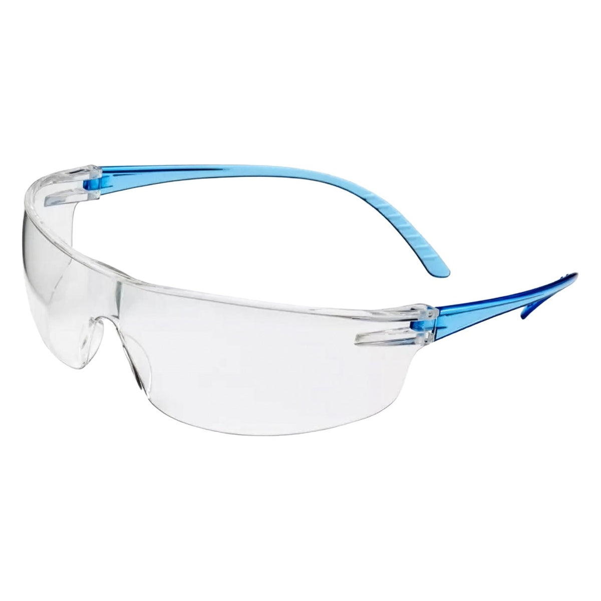 Uvex SVP205 Rimless Safety Glasses with Blue Frame, Clear Lens with Anti-Fog Coating