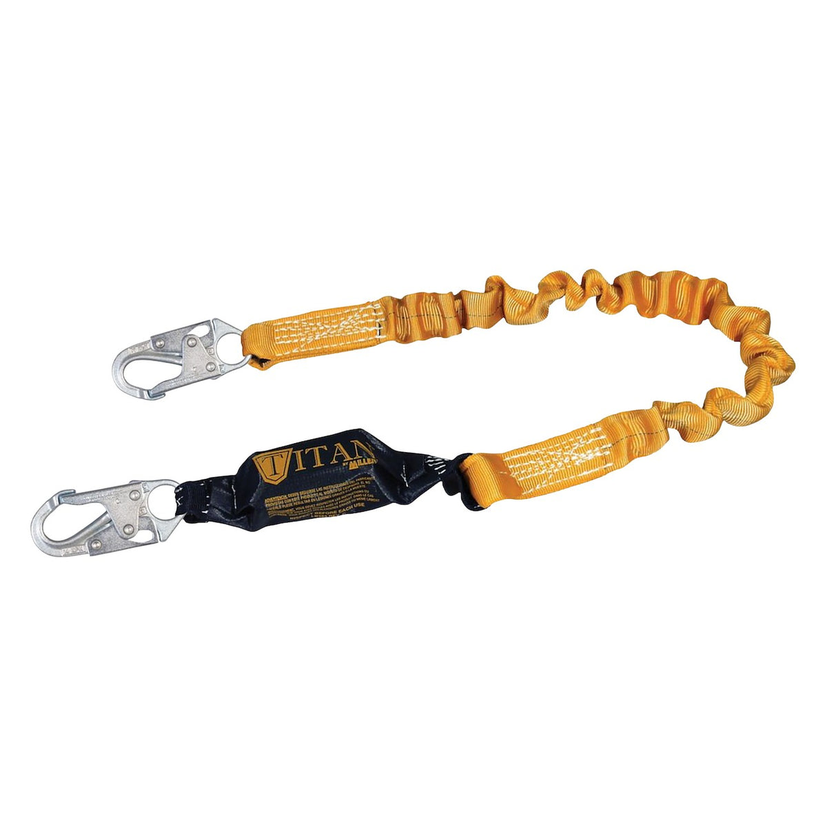 Miller T6111SS/6FTAF Single Leg Pack-Type Shock-Absorbing Web Lanyard with Locking Snap Hooks