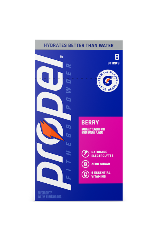 Propel Berry electrolyte powder 8-stick carton and single stick