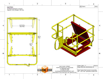 PRS-RH-30X30-54-ASM Roof Hatch Rail System