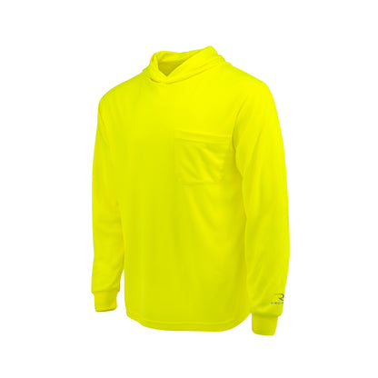 Radians ST61-NPGS-S Hi-Vis Green ST61-N Hooded Non Rated Mesh Long Sleeve T-Shirt w/ UV Protection
