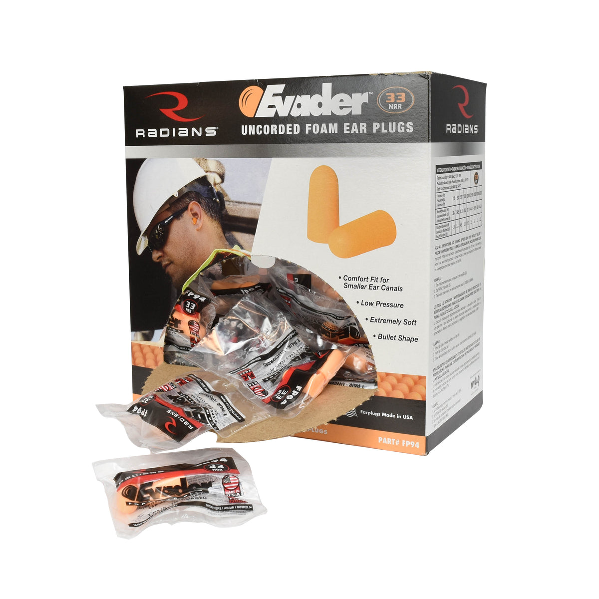 Radians FP94 - EVADER® 33 Disposable Foam Earplugs - Uncorded - additional view