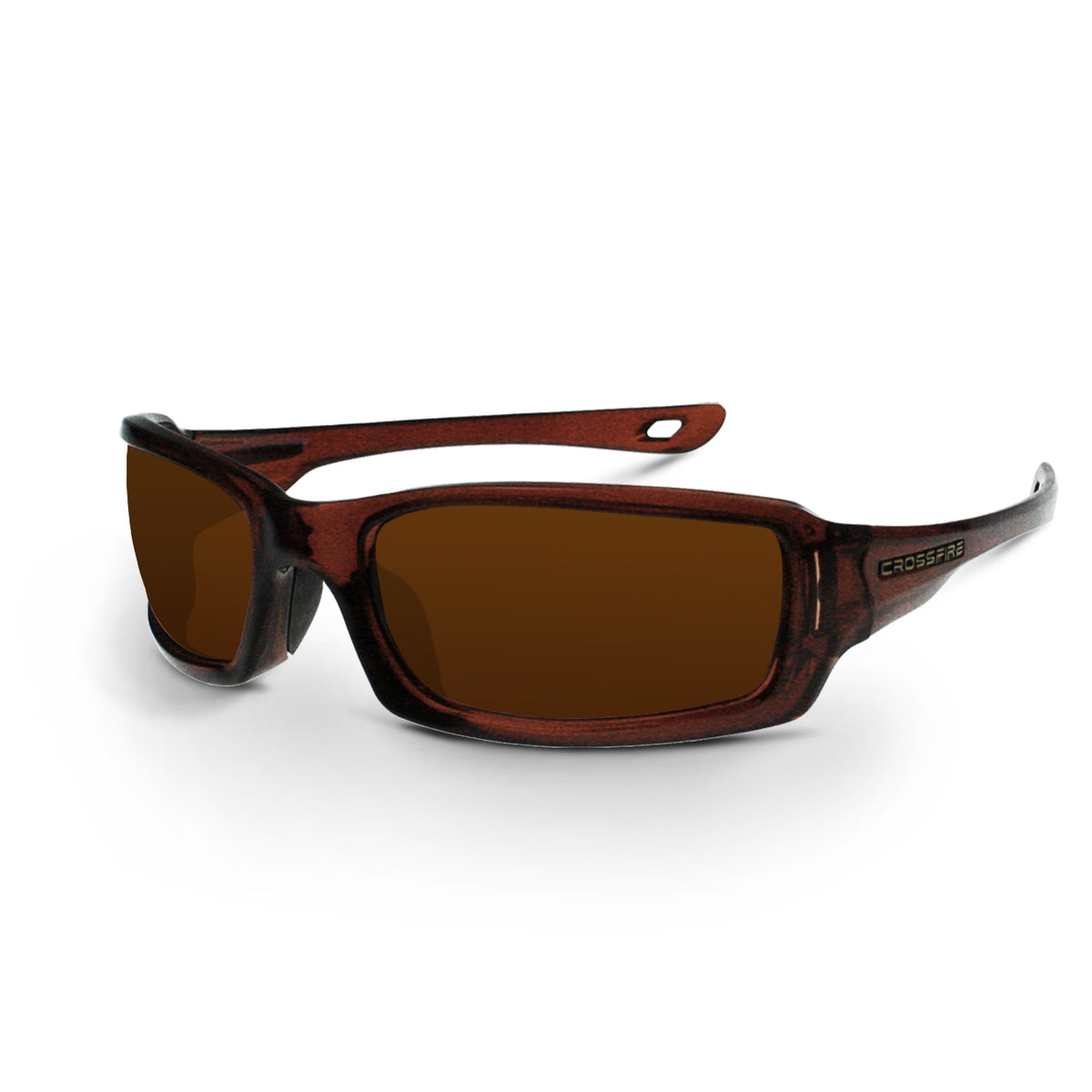 Crossfire M6A - Premium Safety Eyewear - Crystal Black Frame - Smoke Lens - Crystal Brown / Silver Mirror
