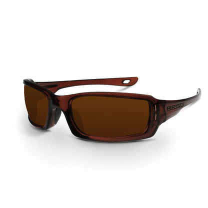 Crossfire M6A - Premium Safety Eyewear - Crystal Black Frame - Smoke Lens - Crystal Brown / Silver Mirror