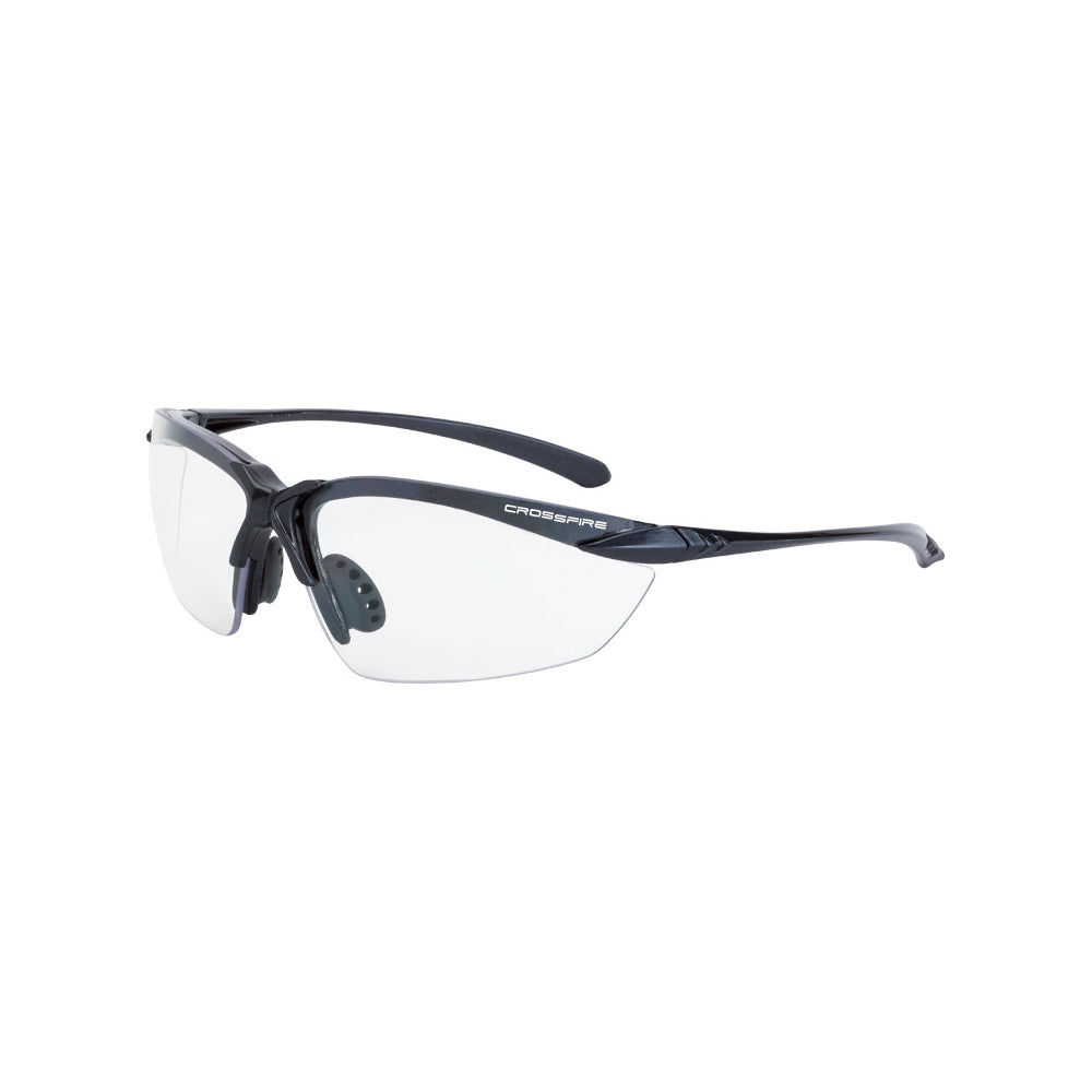 Crossfire SNIPER - Premium Safety Eyewear - Crystal Brown Frame - HD Brown Mirror Lens - Matte Black / Clear