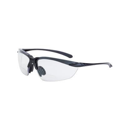 Crossfire SNIPER-MAG - Sniper Magnifier Safety Eyewear - Matte Black Frame - Smoke Lens - 1.5 Diopter - Shiny Pearl Gray / Clear