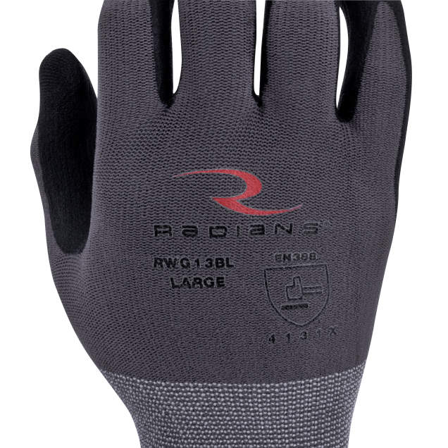 Radians RWG13B Nylon Shell with Micro Foam Nitrile Palm Dip