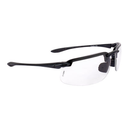 Crossfire ES4 - Premium Safety Eyewear - Crystal Black Frame - Polarized Silver Mirror Lens - Shiny Pearl Gray / Clear