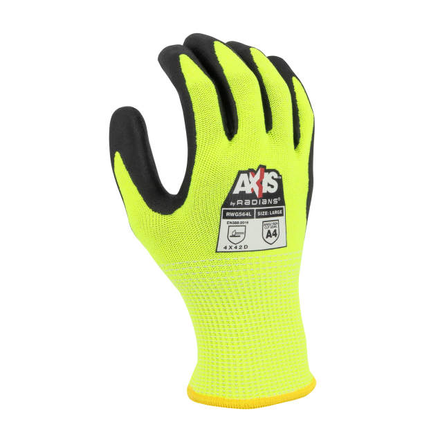 Radians RWG564 AXIS™ Cut Protection Level A4 High Visibility Work Glove