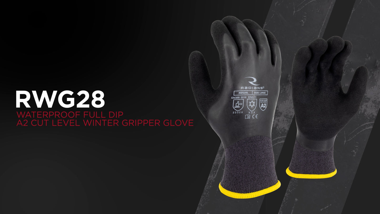 Radians RWG28 Cut Protection Level A2 Dipped Waterproof Winter Gripper Glove
