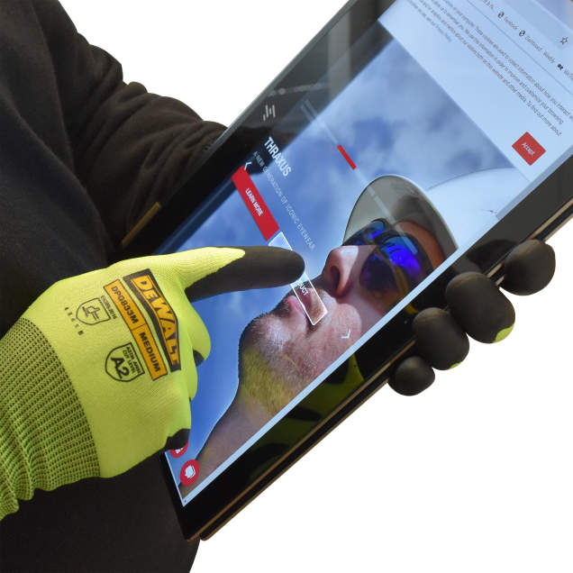 DEWALT DPG833 Hi-Vis Touchscreen Micro Foam Nitrile A2 Cut Glove