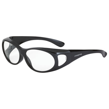 Crossfire OG3 - Over the Glass Safety Eyewear - Crystal Black Frame - Smoke Lens - Shiny Pearl Gray / Clear