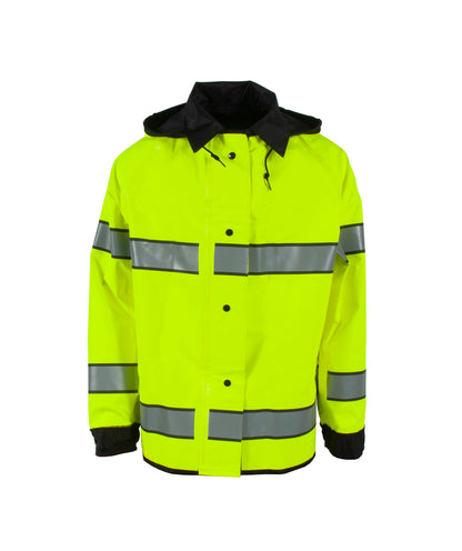 Neese 4703RJH3M - Safe Officer Reversible Rain Jacket with Reflective Taping - Hi-Vis Lime / Black