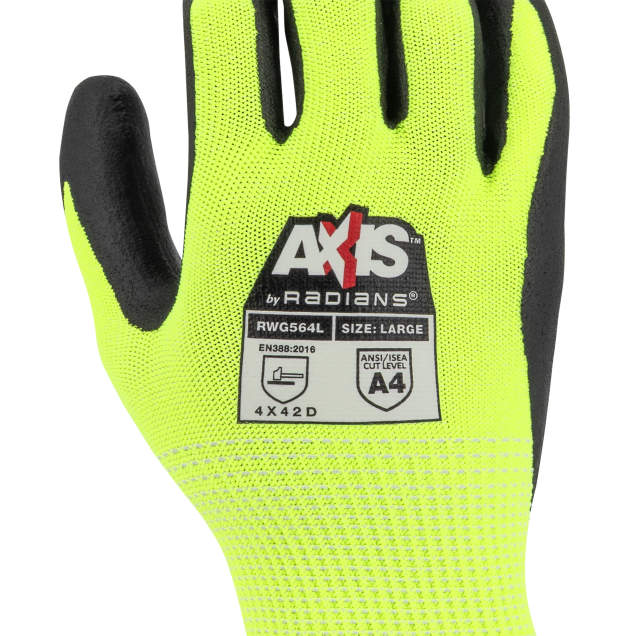 Radians RWG564 AXIS™ Cut Protection Level A4 High Visibility Work Glove
