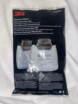 3M™ Secure Click™ Particulate Filter P95 with Nuisance Level Organic Vapor/Acid Gas Relief D3078, 2 EA / PK