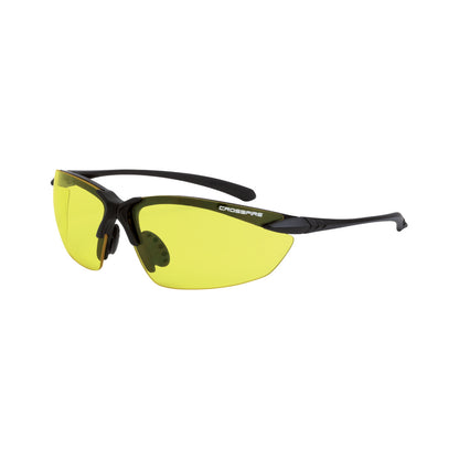 Crossfire SNIPER - Premium Safety Eyewear - Crystal Brown Frame - HD Brown Mirror Lens - Matte Black / Yellow