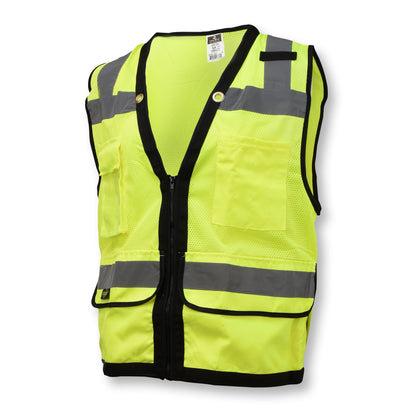 Radians SV59Z - Type R Class 2 Heavy Duty Mesh/Solid Surveyor Safety Vest - Hi-Vis Green