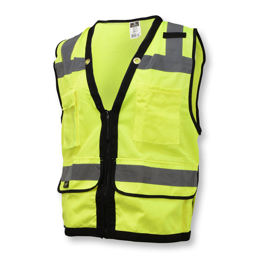 Radians SV59Z - Type R Class 2 Heavy Duty Mesh/Solid Surveyor Safety Vest - Hi-Vis Green