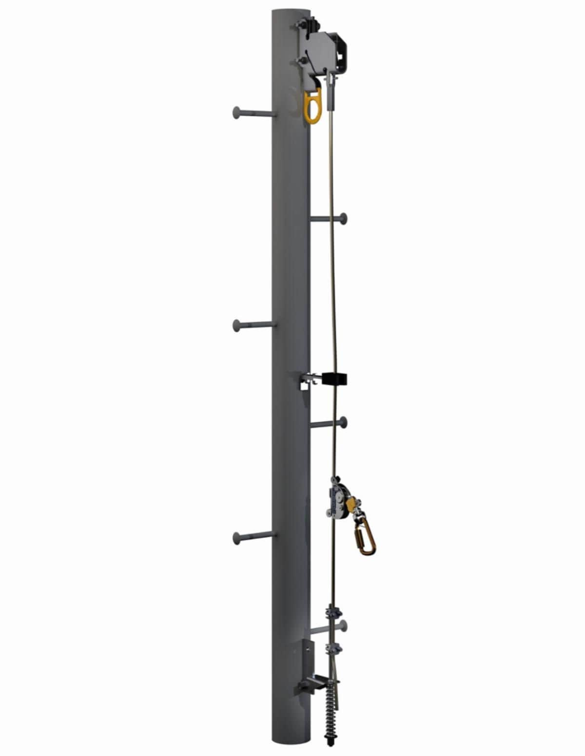 3M™ DBI-SALA® Lad-Saf™ Cable Vertical Safety System Bracketry For Monopole 6116634, 4 User, Galvanized Steel