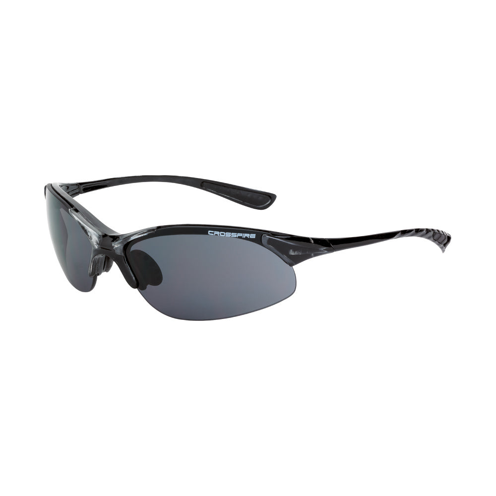 Crossfire XCBR - Premium Safety Eyewear - Crystal Black Frame - Indoor/Outdoor Lens - Crystal Black / Smoke
