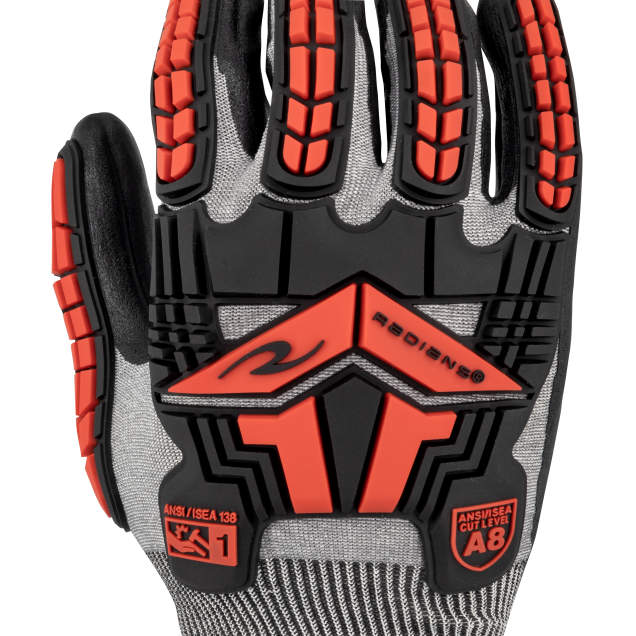 Radians RWG581 Cut Level A8 Foam Nitrile Coated Glove with TPR Impact Protection