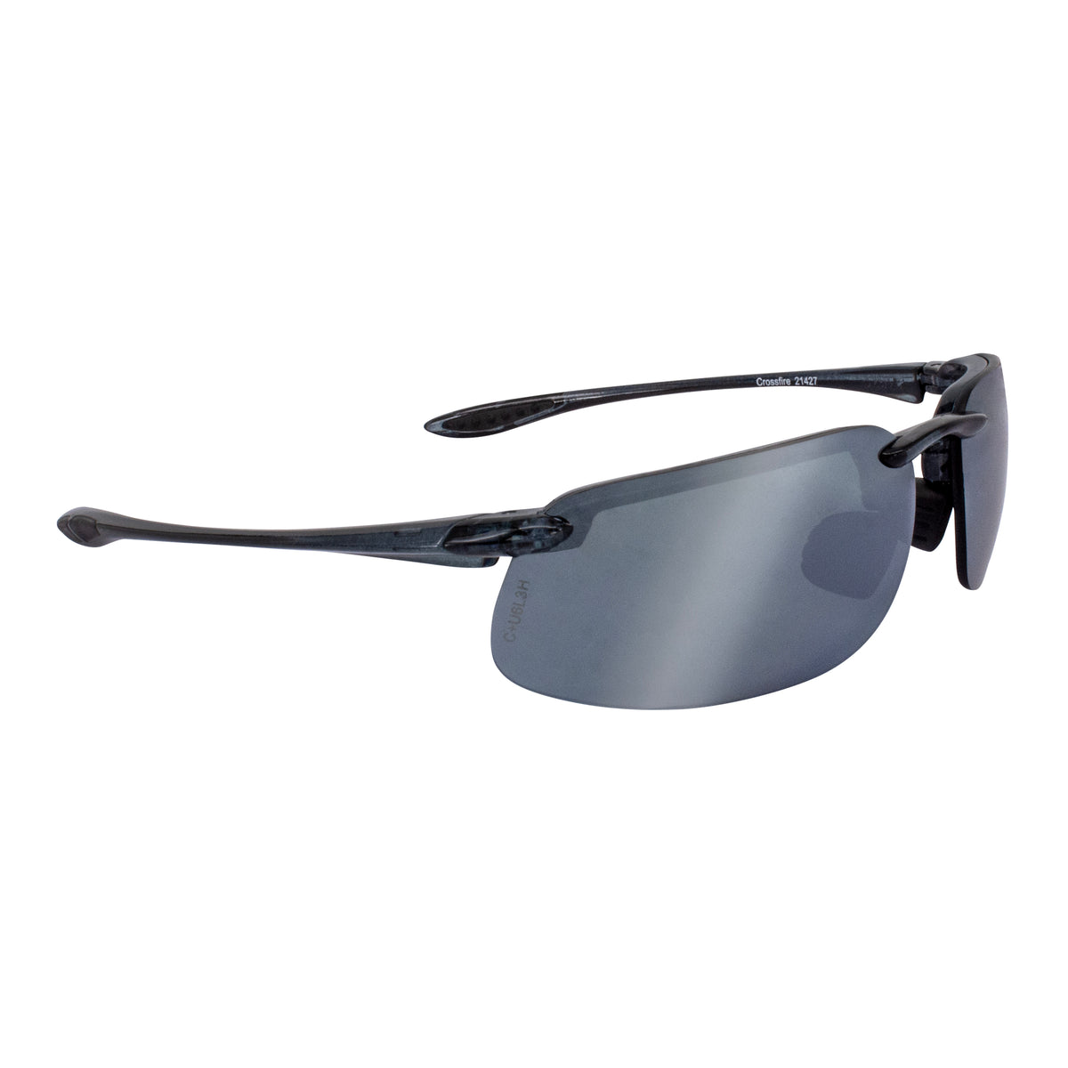 Crossfire ES4 - Premium Safety Eyewear - Crystal Black Frame - Polarized Silver Mirror Lens - Crystal Black / Silver Mirror POL