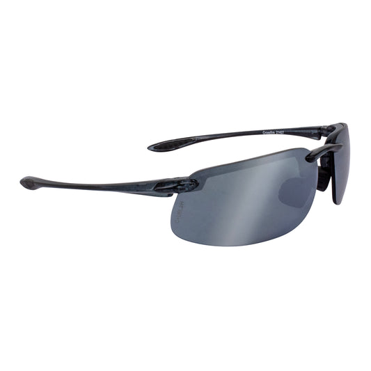 Crossfire ES4 - Premium Safety Eyewear - Crystal Black Frame - Polarized Silver Mirror Lens - Crystal Black / Silver Mirror POL