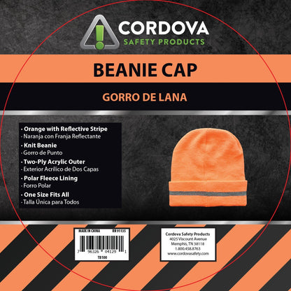 Cordova Knit Beanie, Orange With Reflective Stri #TB100 image 2