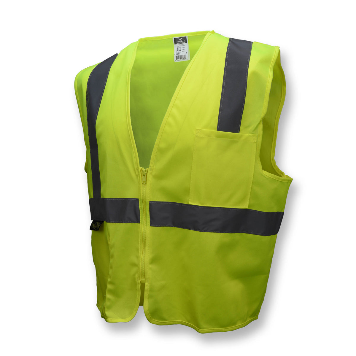 Radians SV2ZGSS Hi-Vis Green SV2Z Economy Type R Class 2 Solid Safety Vest with Zipper