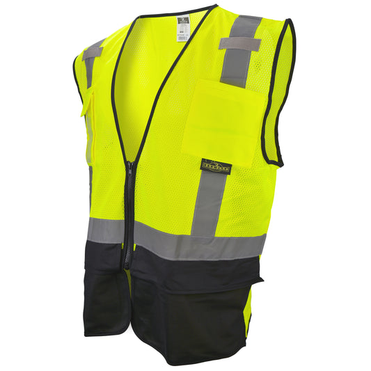 Radians SV7B - Type R Class 2 Black Bottom Surveyor Safety Vest - Hi-Vis Green / Black