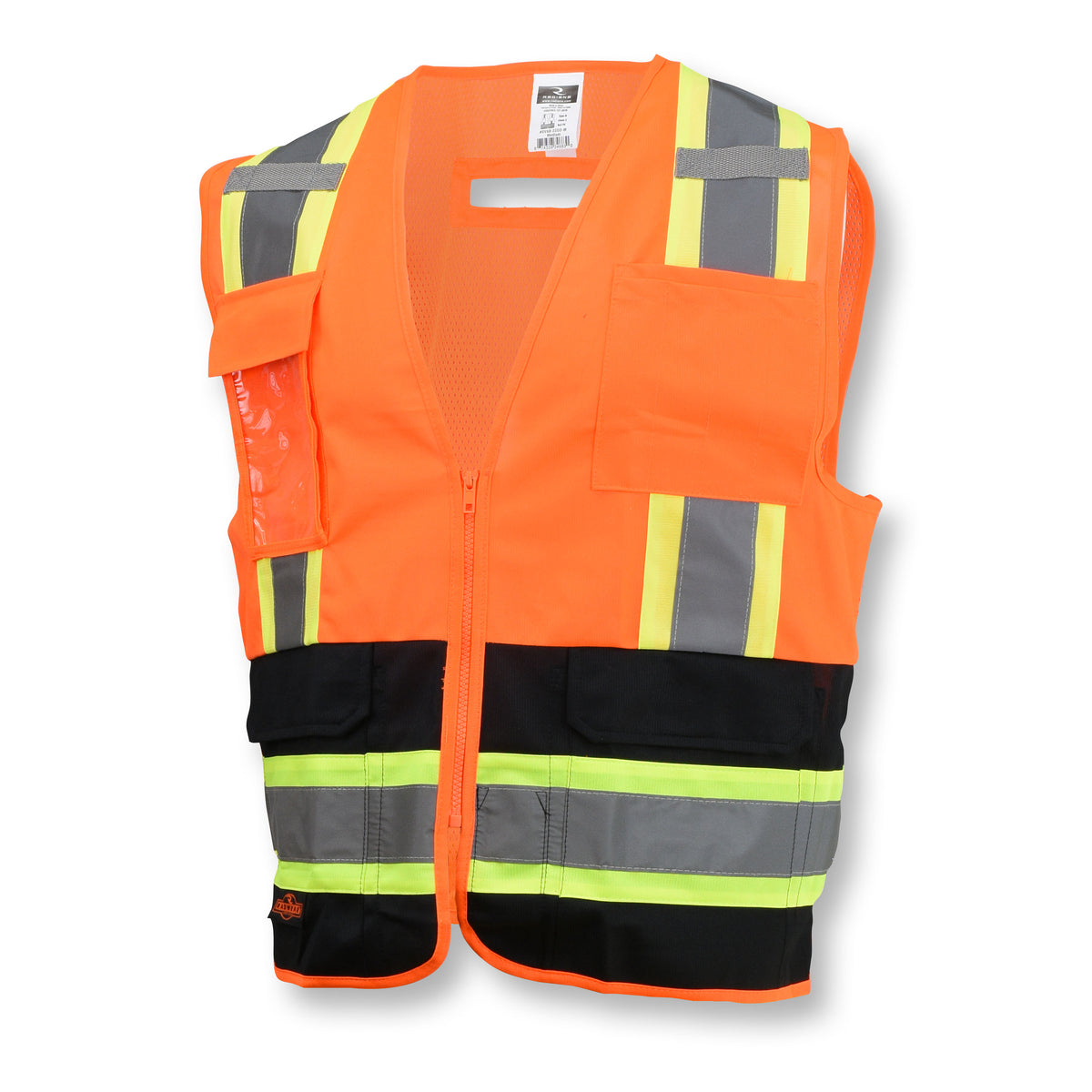 Radians SV6B-2 - SV6B Two Tone Surveyor Type R Class 2 Solid Front Mesh Back Safety Vest - Hi-Vis Orange / Black