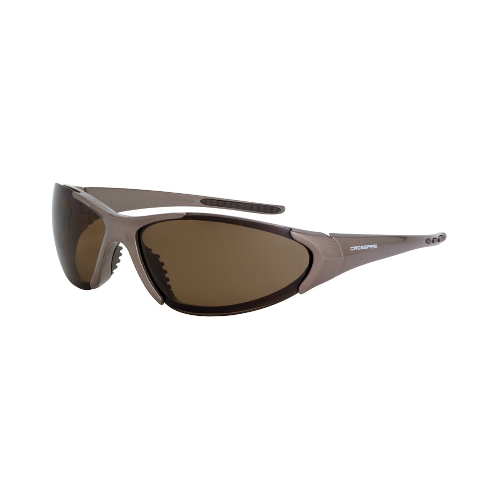 Crossfire CORE - Premium Safety Eyewear - Matte Black Frame - Smoke Lens - Mocha Brown / Brown POL