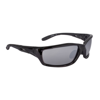 Crossfire INFINITY - Premium Safety Eyewear - Crystal Black Frame - Smoke Lens - Shiny Black / Silver Mirror