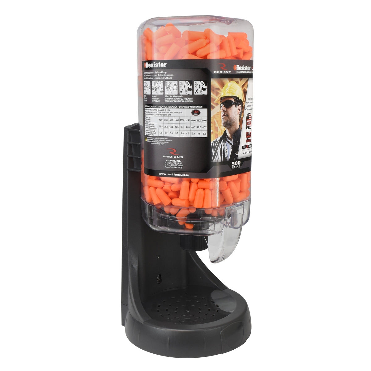 Radians FPD-500L70 - Refillable Dispenser with Resistor® 32 FP70 Plugs - 500 Pair - additional view