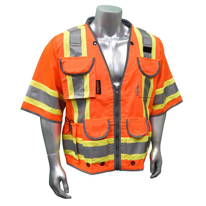 Radians SV55-3 - Class 3 Heavy Woven Two Tone Mesh Engineer Vest - Hi-Vis Orange