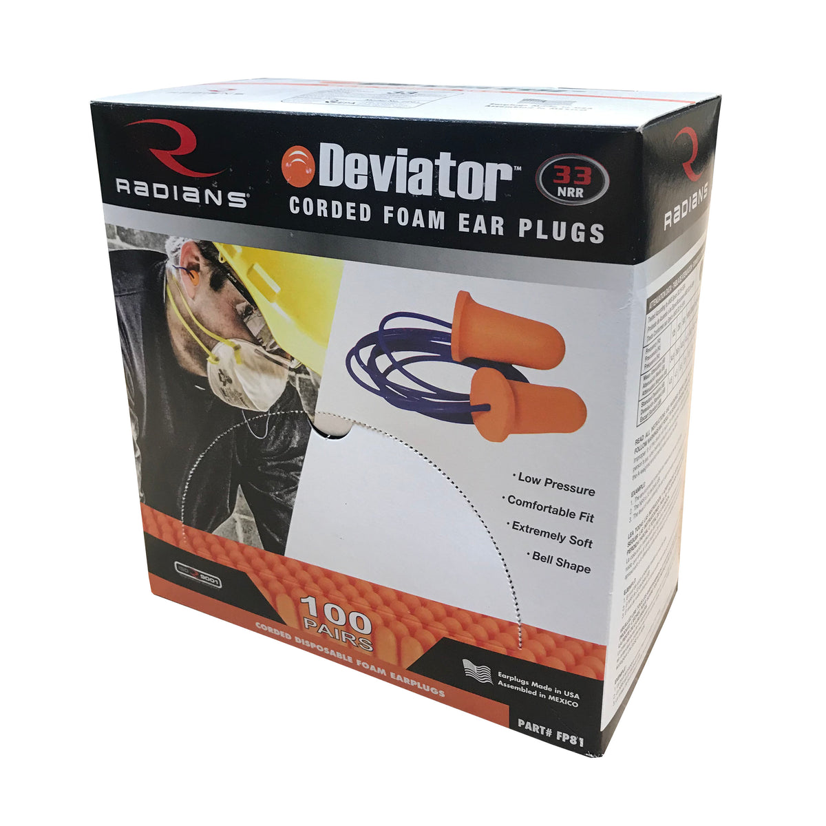 Radians FP81 - Deviator® 33 Disposable Foam Corded Earplugs - additional view