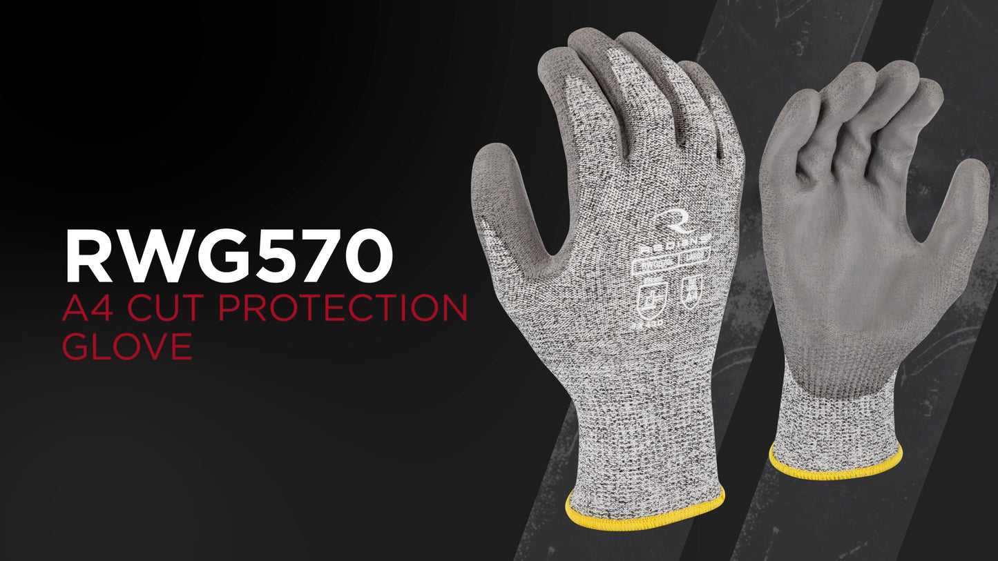 Radians RWG570 HPPE/Polyester Shell A4 Cut Level Polyurethane Coated Glove