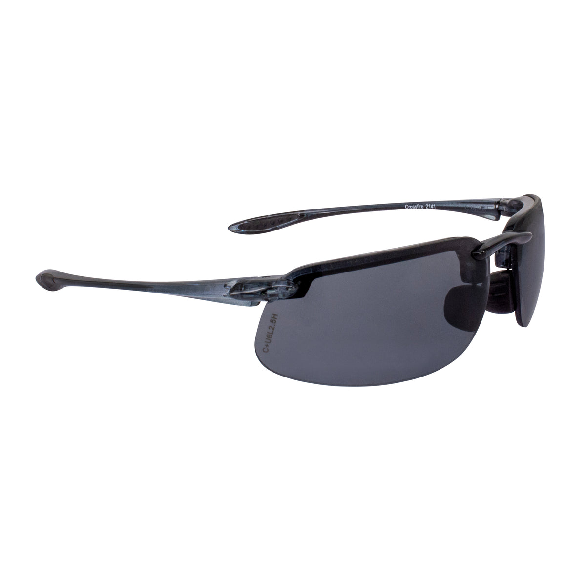 Crossfire ES4 - Premium Safety Eyewear - Crystal Black Frame - Polarized Silver Mirror Lens - Crystal Black / Smoke