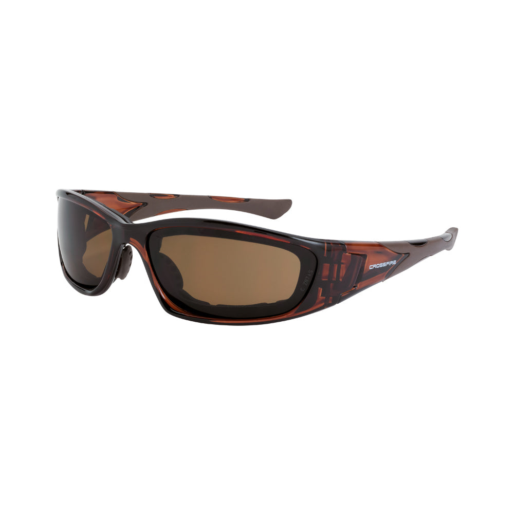 Crossfire MP7-FOAM - MP7 Foam Lined Safety Eyewear - Crystal Black Frame - Clear Anti-Fog Lens - Crystal Brown / HD Brown AF