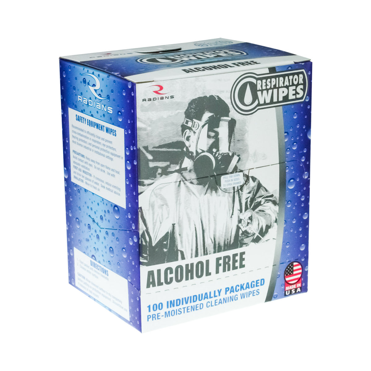 Radians RWAF-100 - Alcohol Free Respirator Wipes | 100 Count -