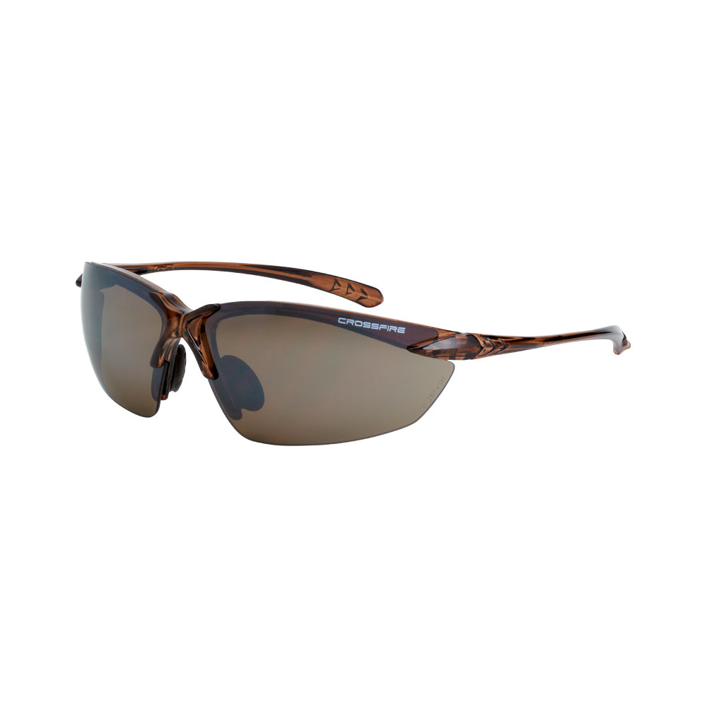 Crossfire SNIPER - Premium Safety Eyewear - Crystal Brown Frame - HD Brown Mirror Lens - Crystal Brown / HD Brown Mirror