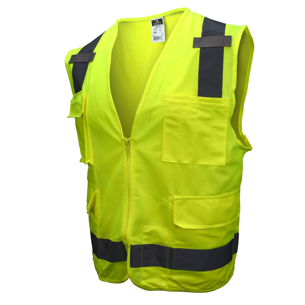 Radians SV7 - Surveyor Type R Class 2 Solid/Mesh Safety Vest - Hi-Vis Green